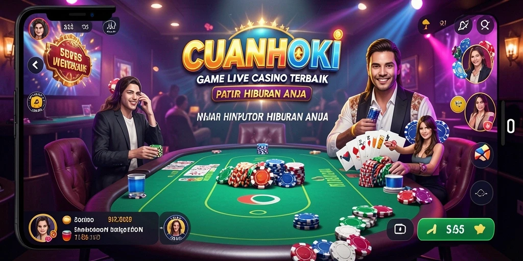 Tangkapan layar utama CUANHOKI menampilkan gameplay Live Casino yang mendebarkan.