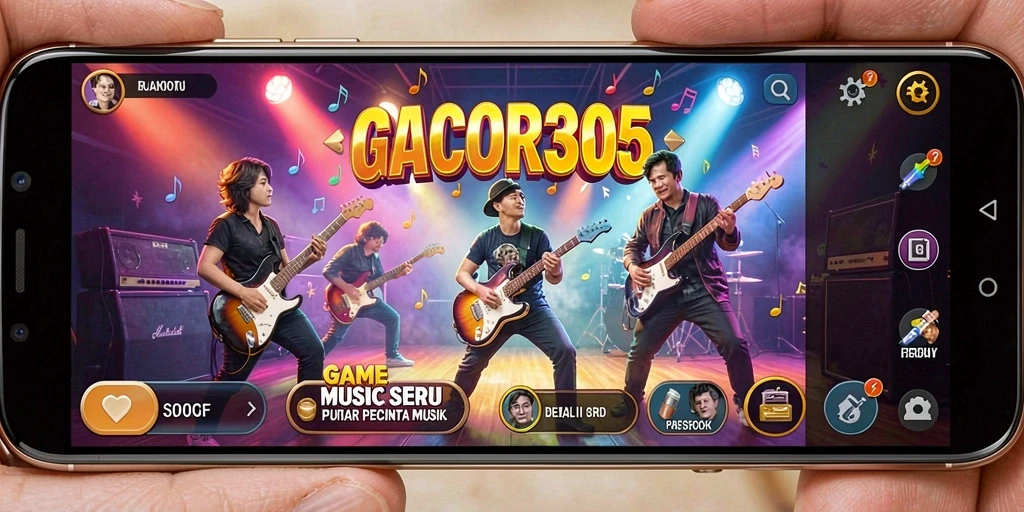 Tangkap layar GACOR305 menampilkan antarmuka bermain musik yang menarik.