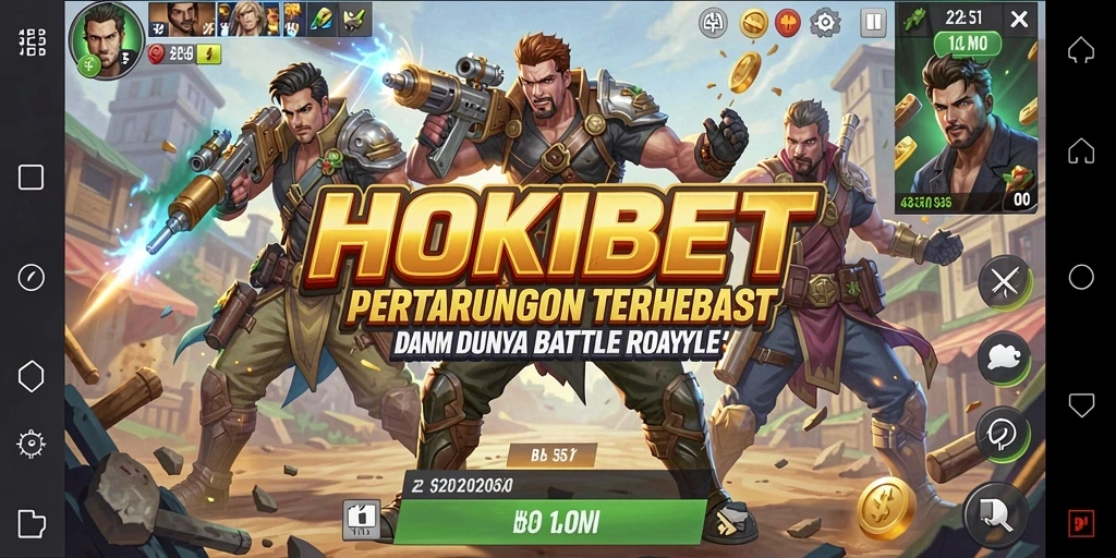 Tampilan gameplay seru di HOKIBET dengan aksi Battle Royale yang intens.