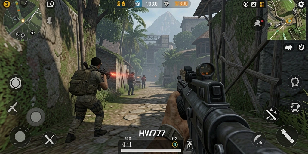 Tampilan gameplay menegangkan di HW777 dengan aksi TPS yang intens.