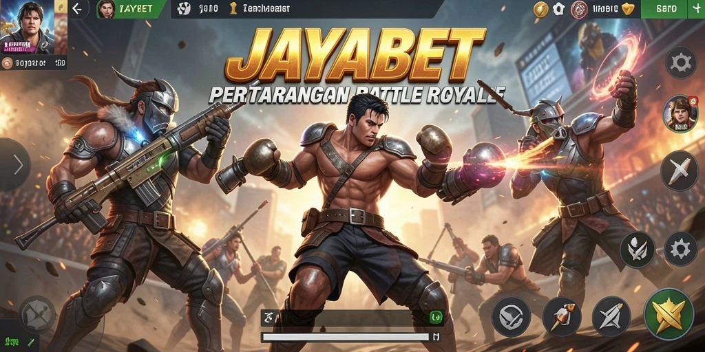 Screenshot gameplay JAYABET menampilkan aksi Battle Royale yang mendebarkan.