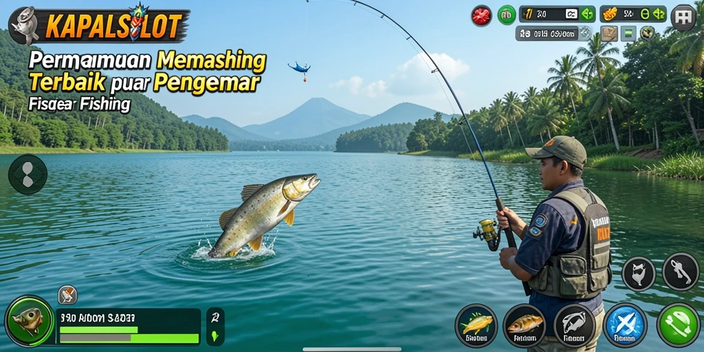 Screenshot dari gameplay KAPALSLOT yang menarik saat menangkap ikan.