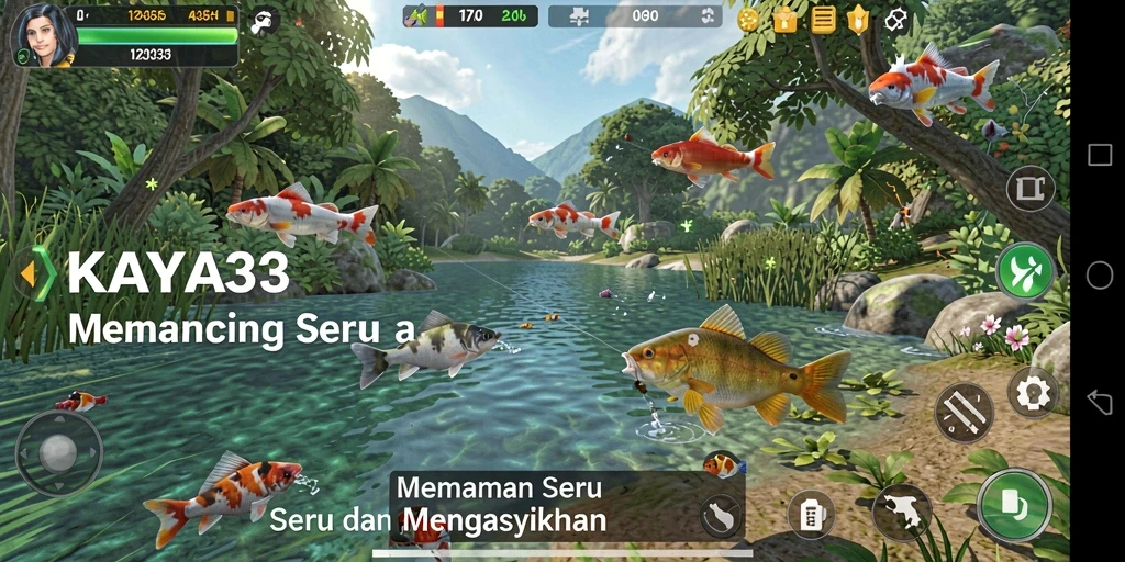 Tampilan gameplay seru dalam KAYA33 saat menangkap ikan.