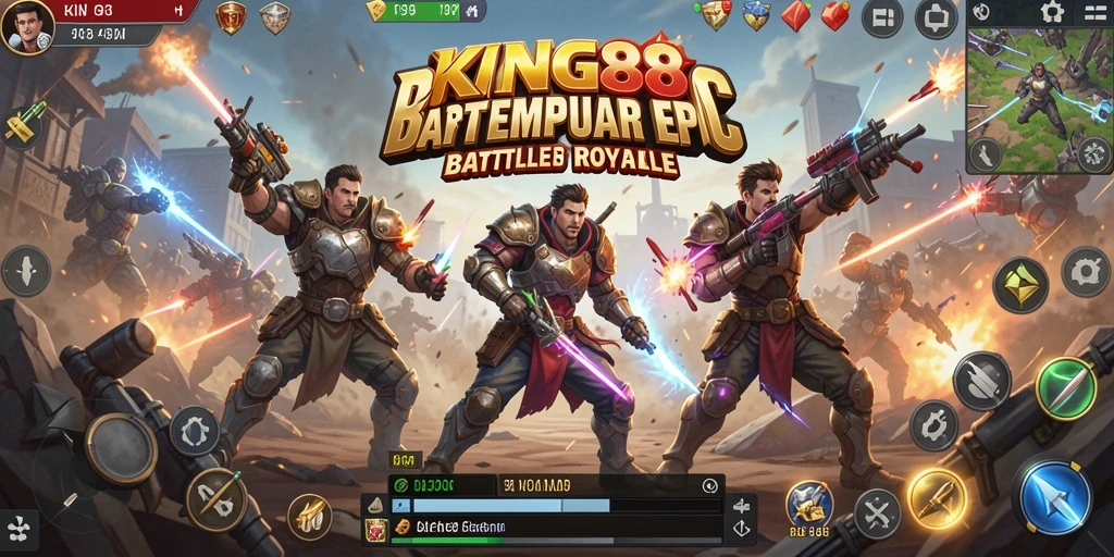 Tangkapan layar KING88 menunjukkan aksi seru dalam pertempuran Battle Royale.