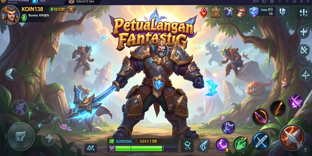 Screenshot KOIN138 menampilkan aksi pertempuran yang mendebarkan dalam dunia fantasi.