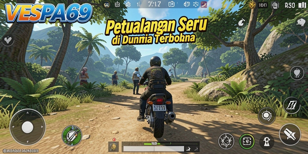 Tangkapan layar dari gameplay VESPA69 yang penuh petualangan.