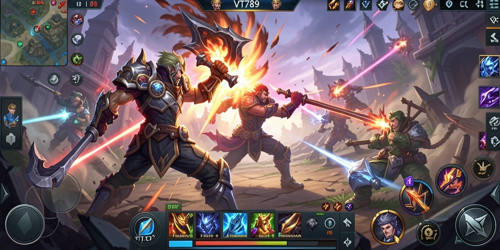 Tampilan epik dari gameplay MOBA di VT789.